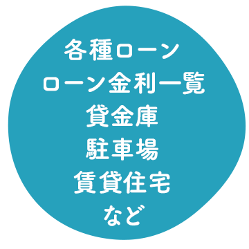 各種ローン/ローン金利一覧/貸金庫/駐車場/賃貸住宅 など